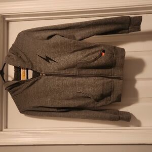 Aviator Nation Girls Grey Zip-up Lightening Bolt Sweatshirt - Size 14